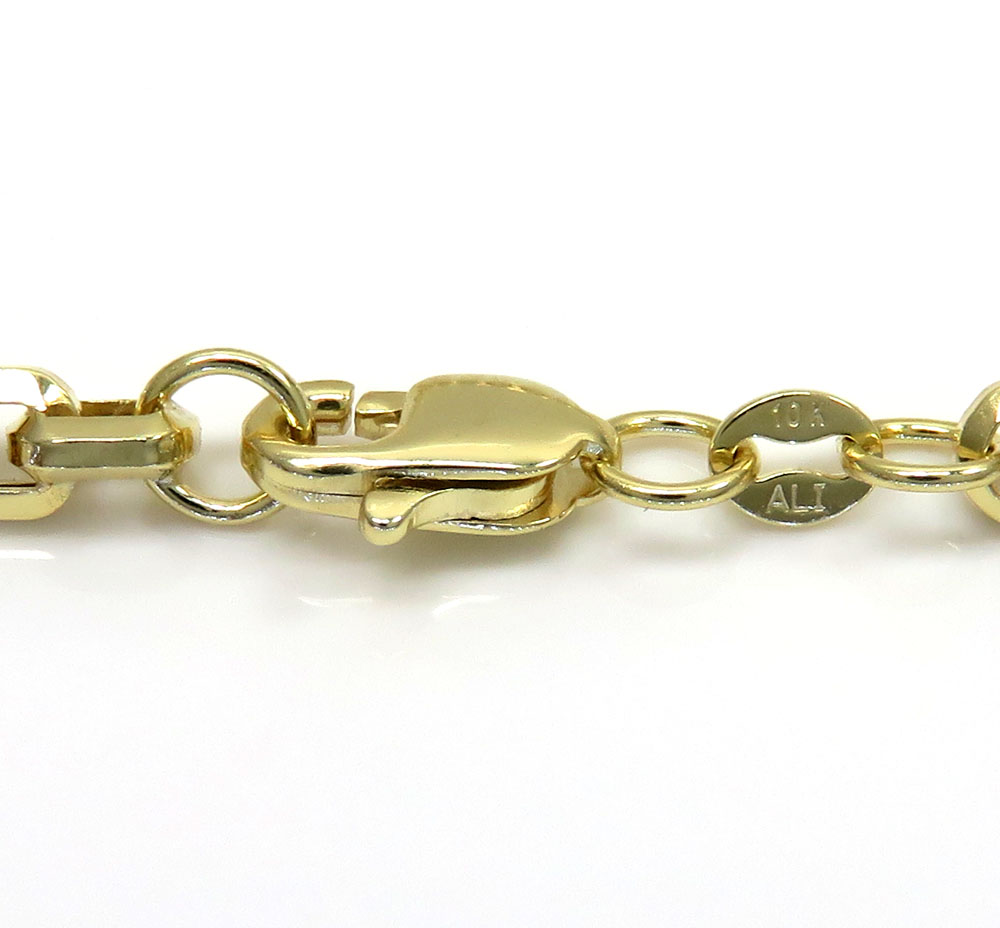 10k yellow gold hollow beveled edge cable chain 20-24