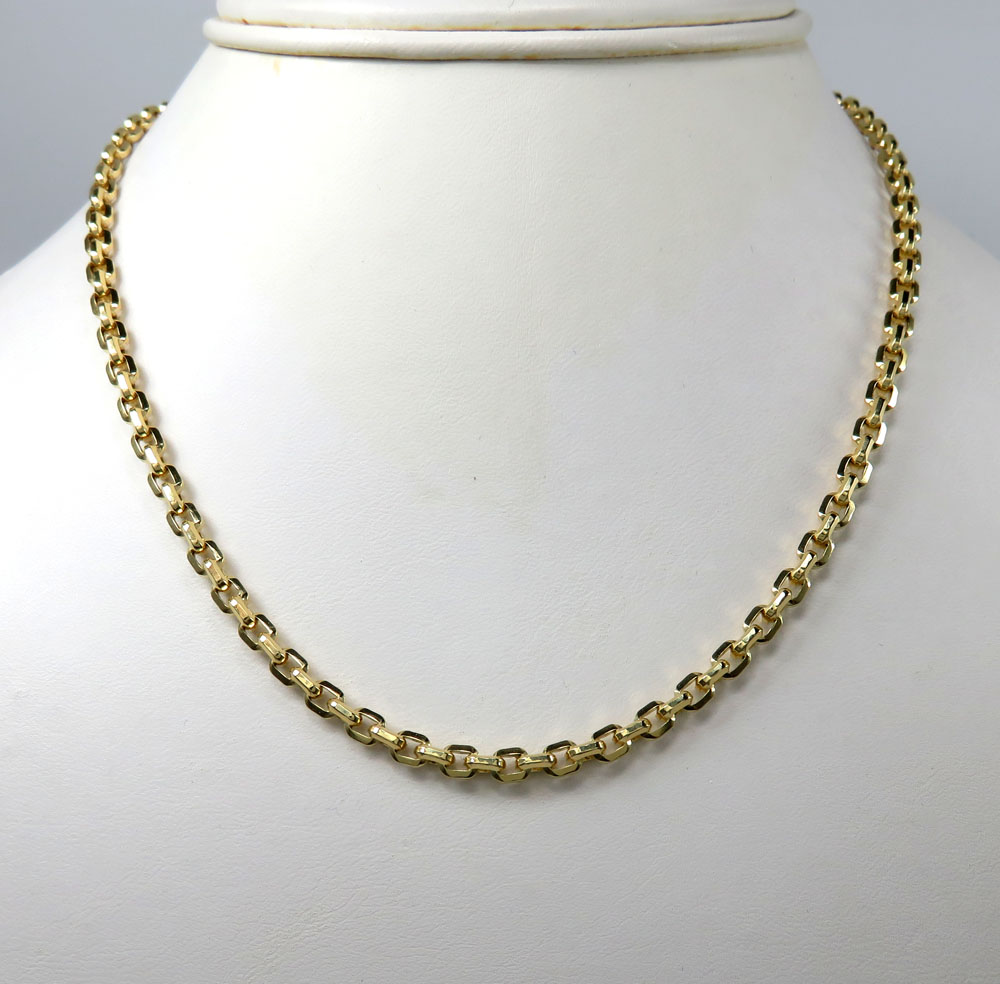 10k yellow gold hollow beveled edge cable chain 20-24