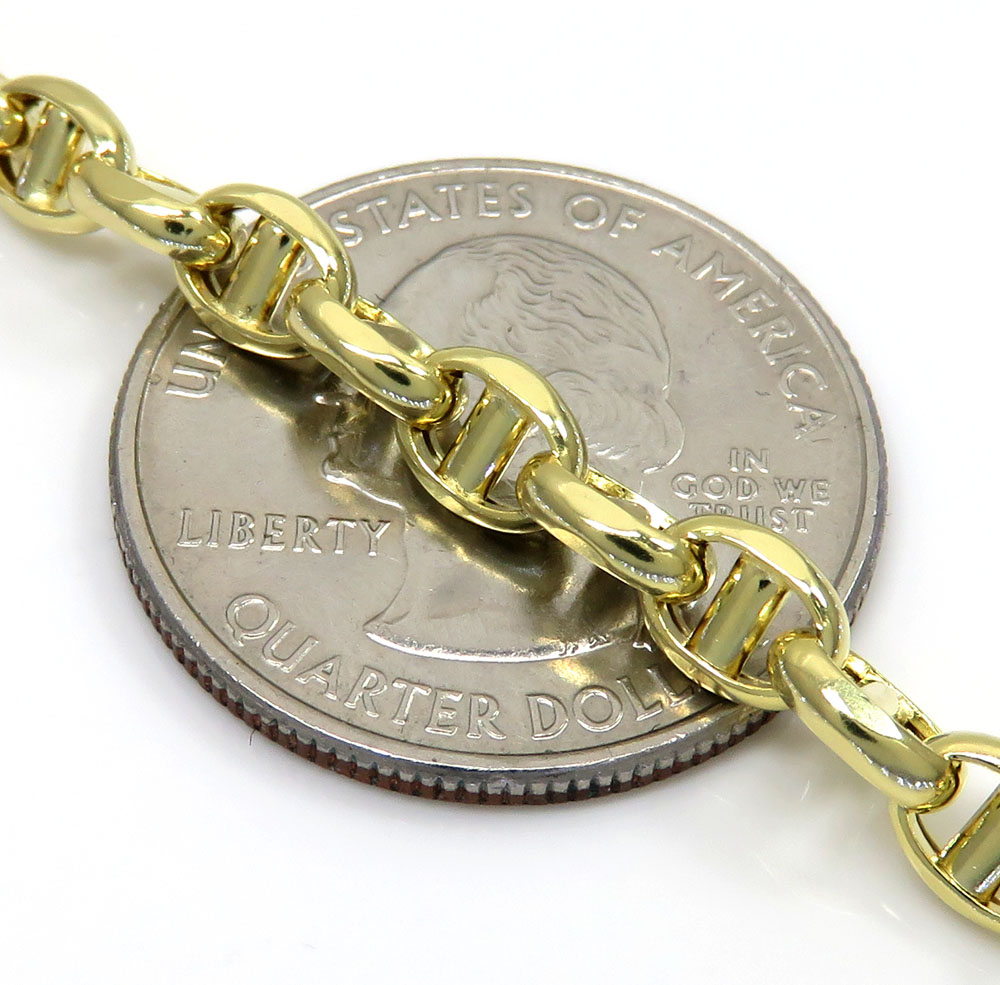 10k yellow gold hollow puffed mariner chain 18-26 inch 5mm 