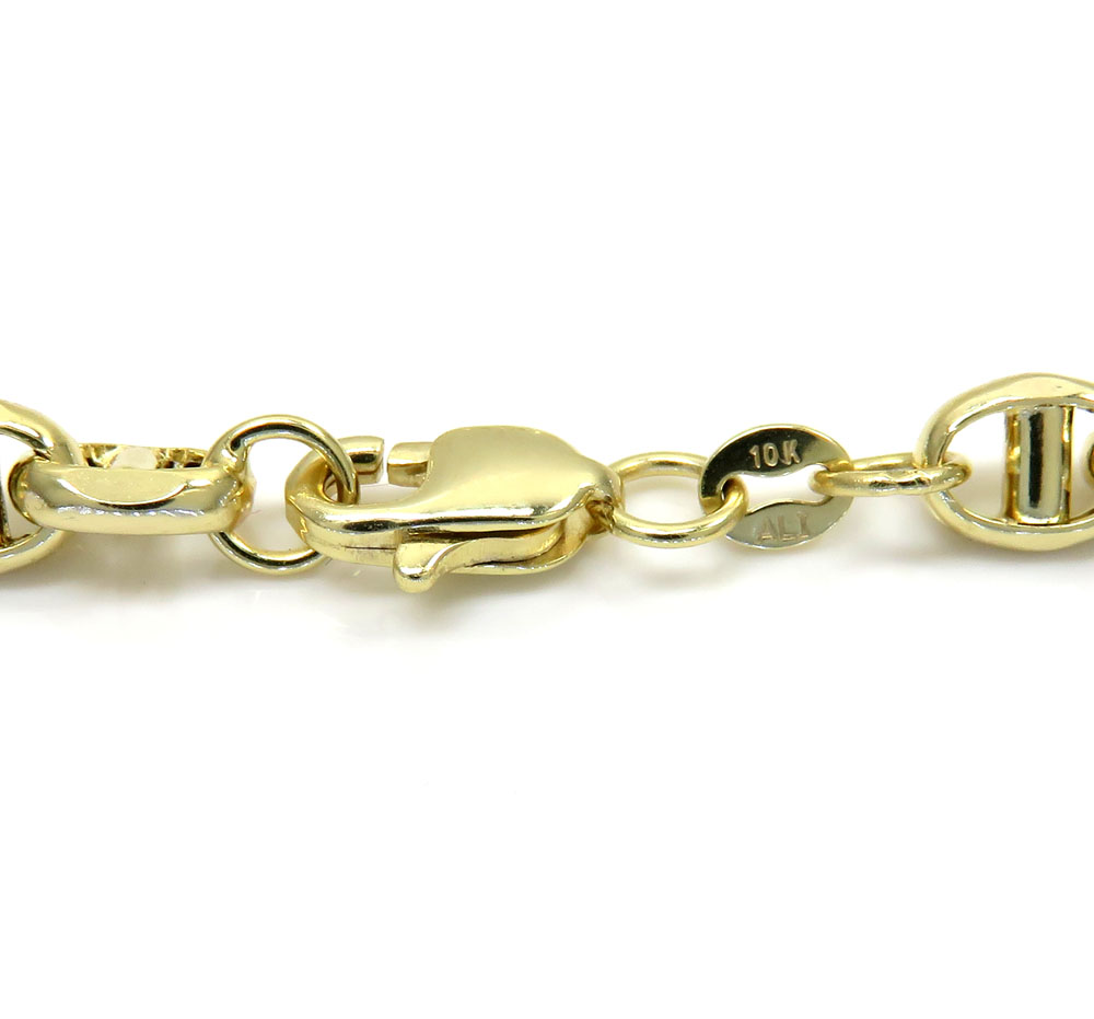 10k yellow gold hollow puffed mariner chain 18-26 inch 5mm 