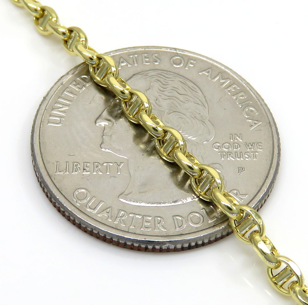 10k yellow gold skinny hollow puffed mariner chain 18-24 inch 3.00mm 
