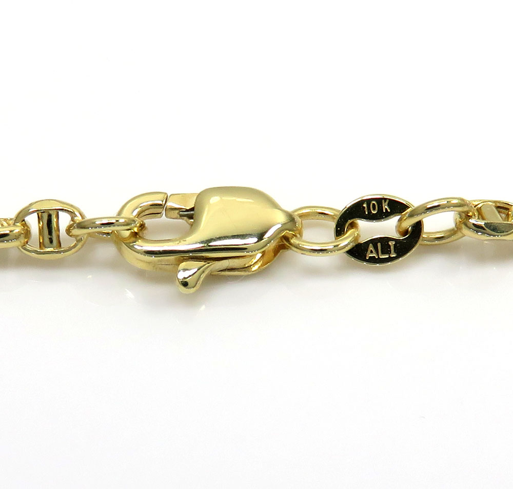 10k yellow gold skinny hollow puffed mariner chain 18-24 inch 3.00mm 