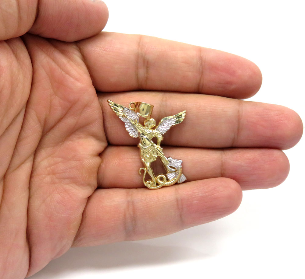 14k yellow gold small saint michaels pendant 