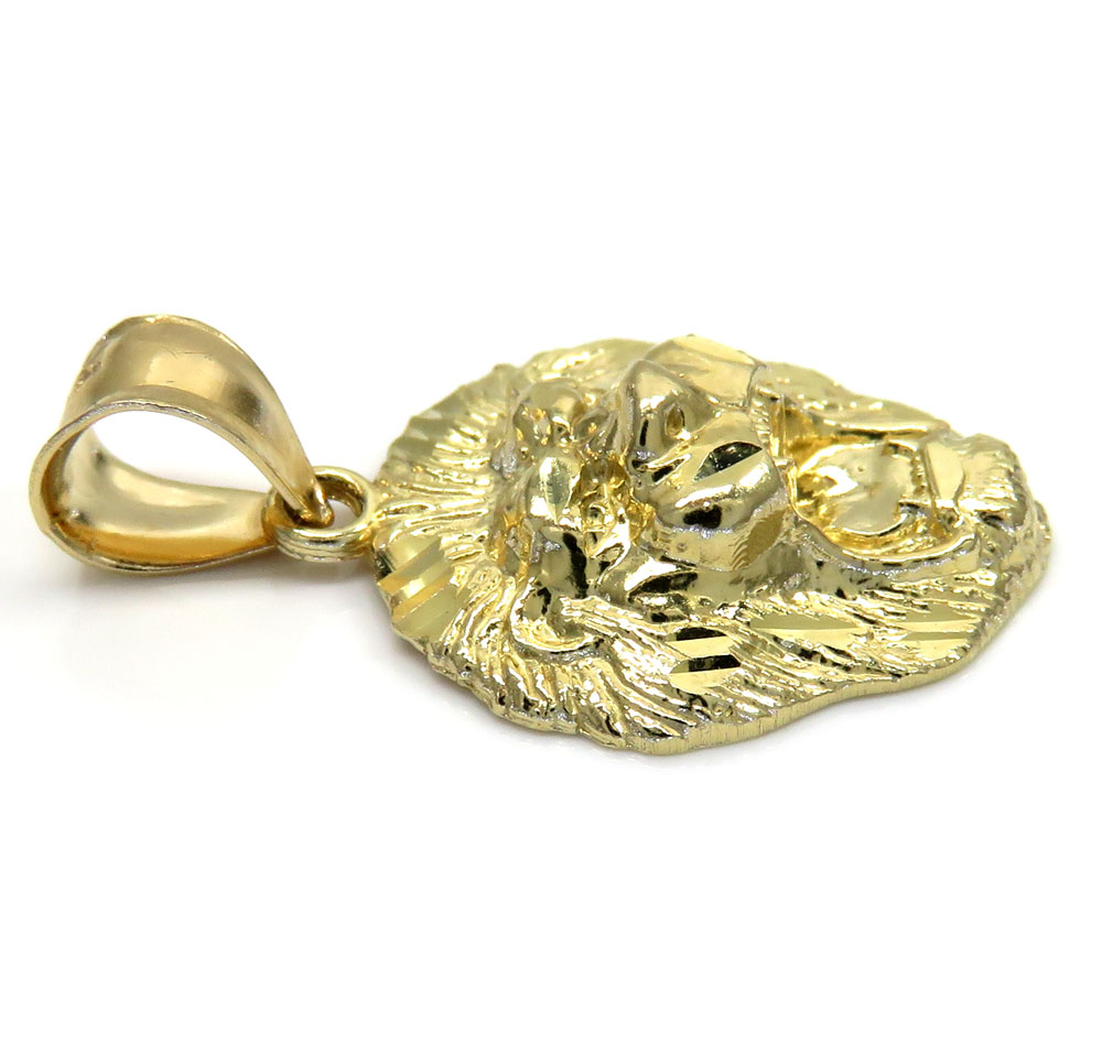 14k yellow gold mini 3d lion head pendant