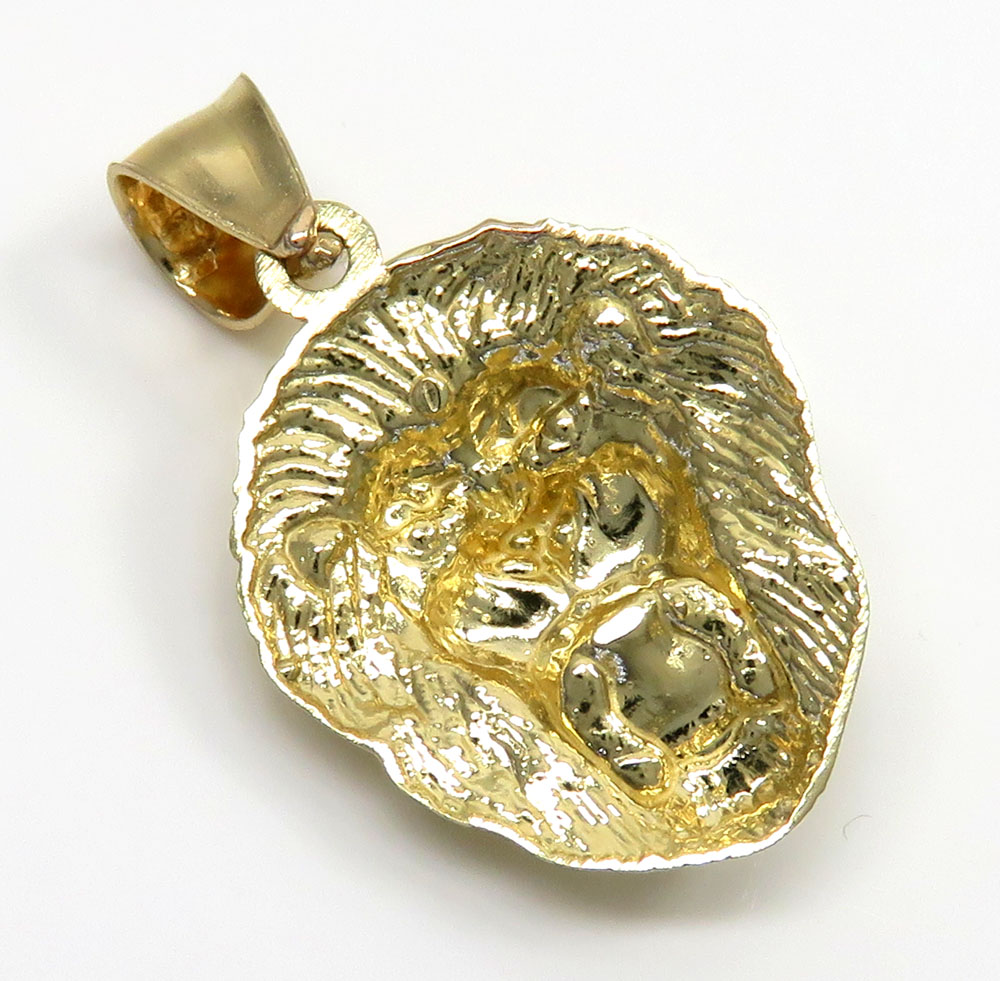 14k yellow gold mini 3d lion head pendant