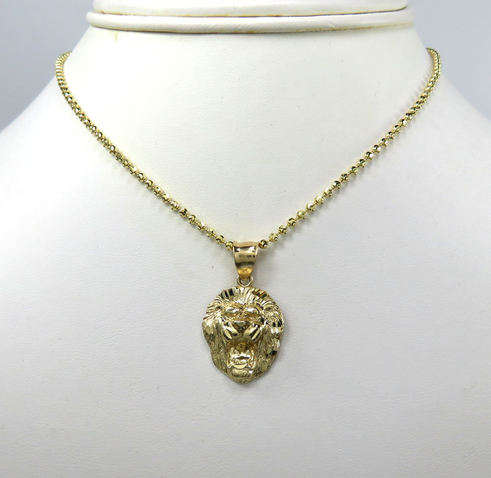 14k yellow gold mini 3d lion head pendant