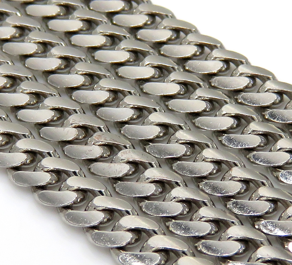 10k white gold solid miami chain 22-26 inch 3.50mm - Image 2