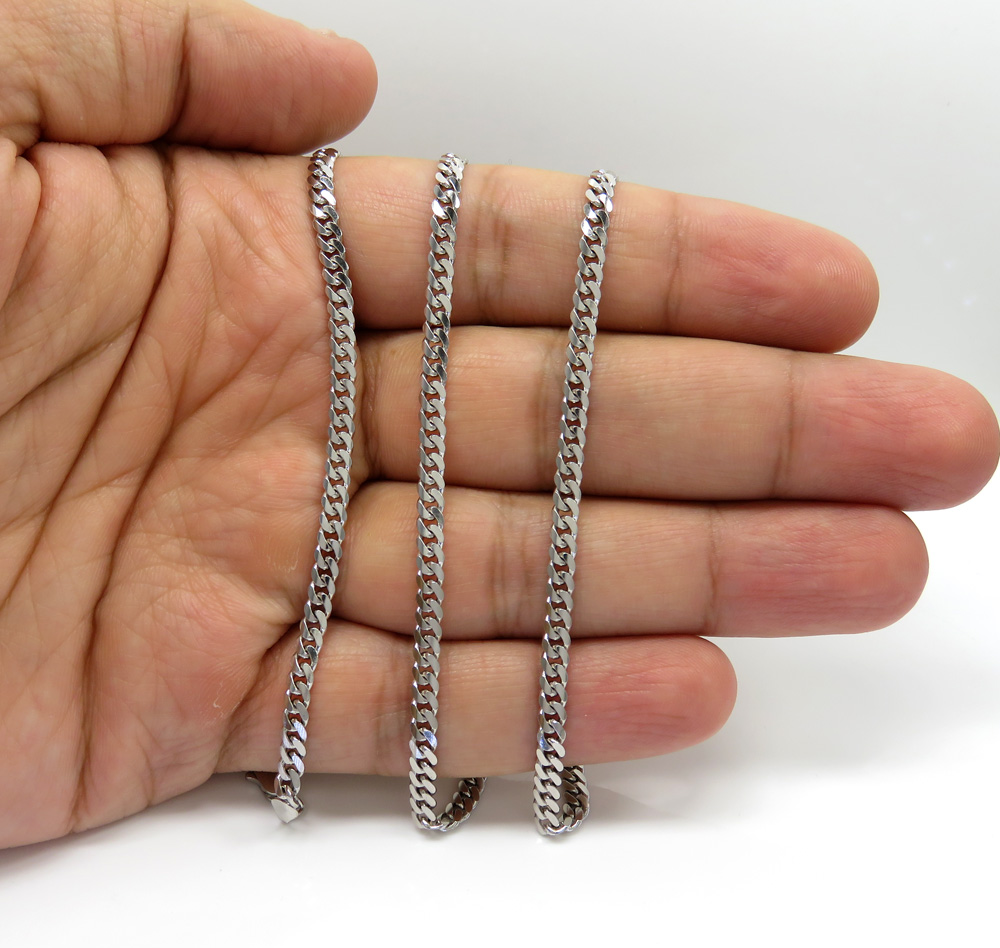 10k white gold solid miami chain 22-26 inch 3.50mm - Image 4