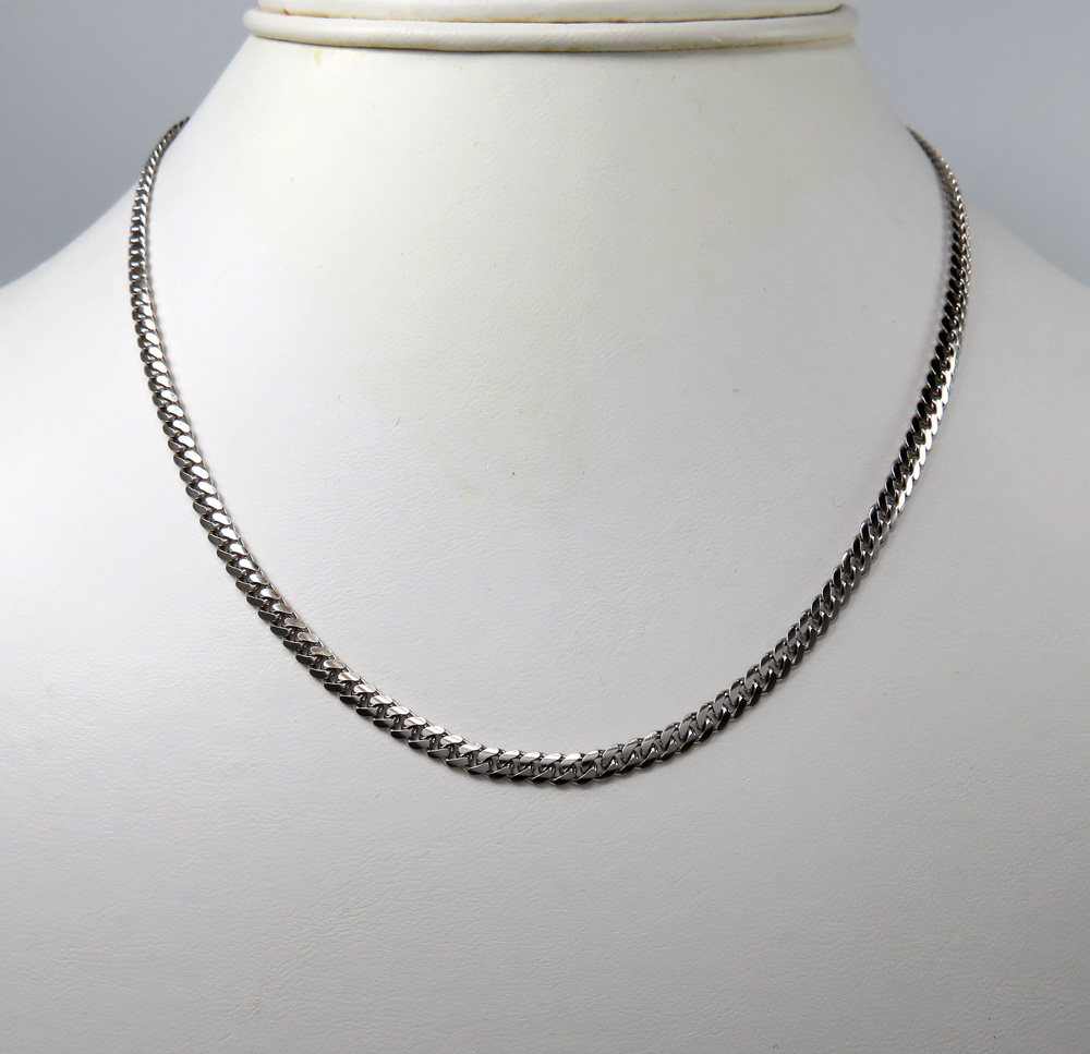 10k white gold solid miami chain 22-26 inch 3.50mm