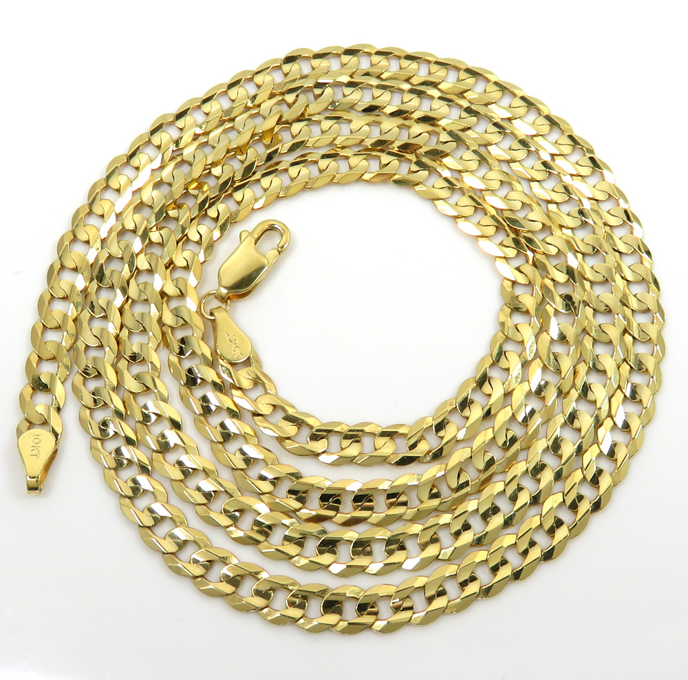 10k yellow gold solid tight link cuban chain 26 inches 5.5mm