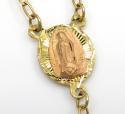 10k yellow gold tri tone smooth bead rosary chain 28 inch 4mm 