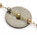 10k yellow gold tri tone smooth bead rosary chain 28 inch 4mm 