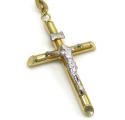 10k yellow gold tri tone smooth bead rosary chain 28 inch 4mm 