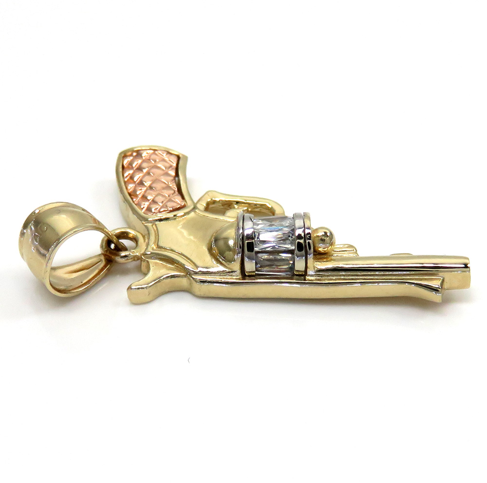 14k yellow and rose gold small cz revolver pendant 0.50ct - Image 3