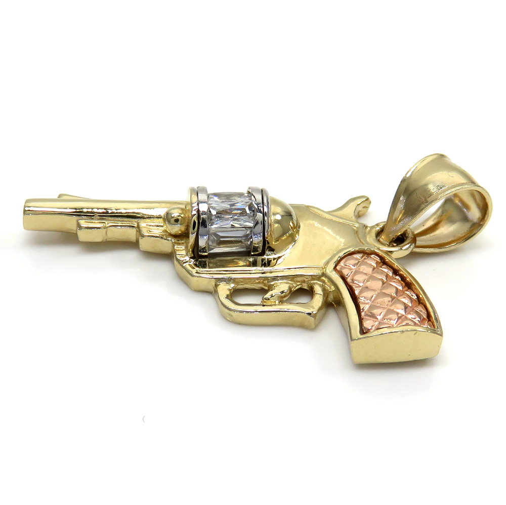 14k yellow and rose gold small cz revolver pendant 0.50ct