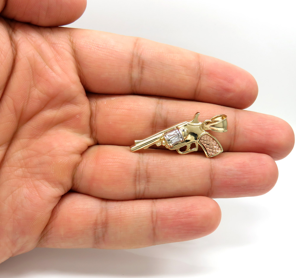 14k yellow and rose gold small cz revolver pendant 0.50ct - Image 6