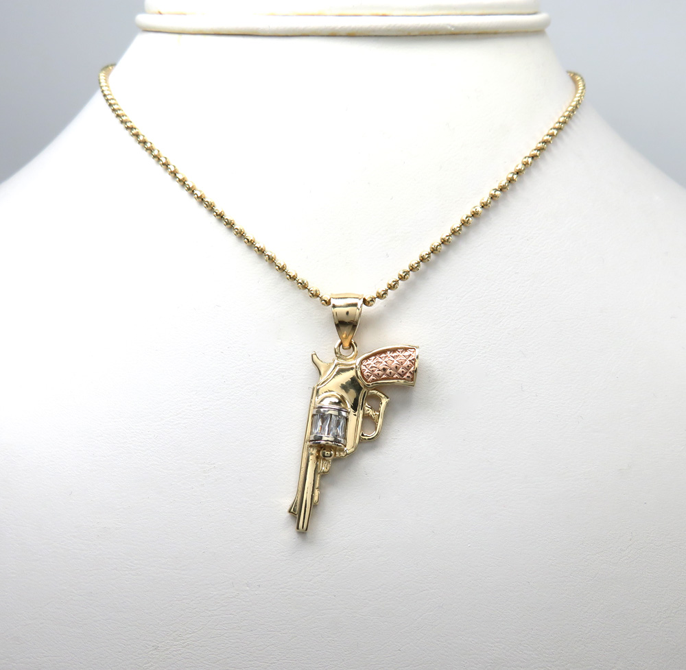 14k yellow and rose gold small cz revolver pendant 0.50ct - Image 7