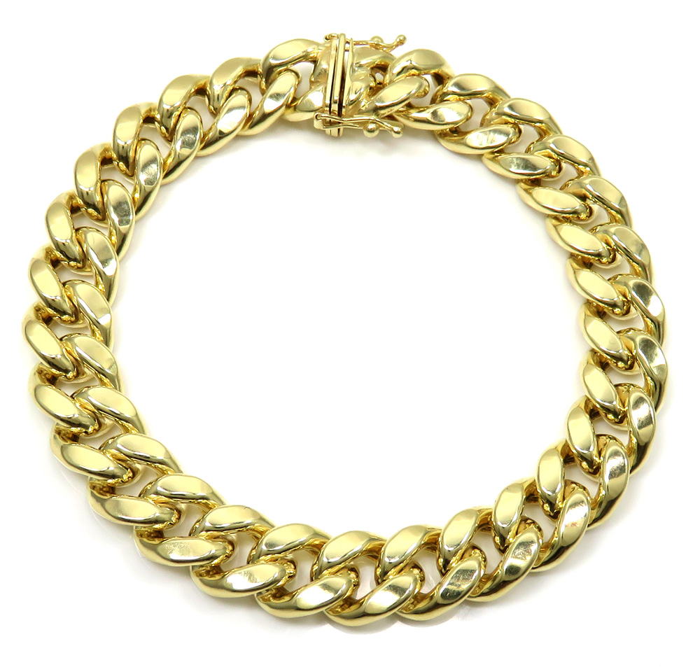 10k yellow gold large hollow puffed miami bracelet 9 inch 11mm - Image 2