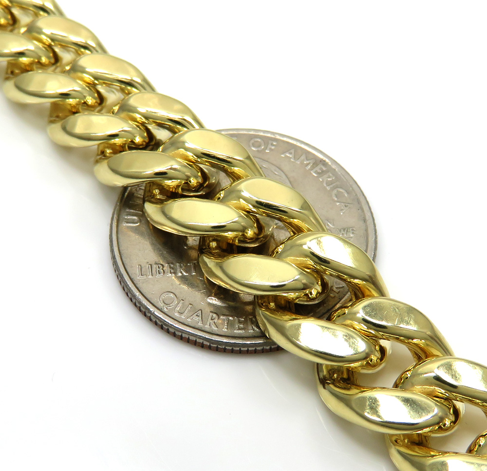 10k yellow gold large hollow puffed miami bracelet 9 inch 11mm