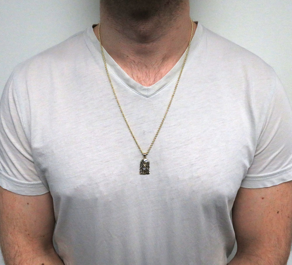 10k yellow gold small jesus pendant 18-24