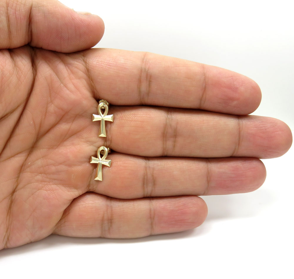 Gold ankh earrings deals