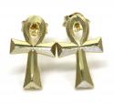 10k yellow gold mini ankh cross earrings