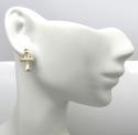 10k yellow gold mini ankh cross earrings