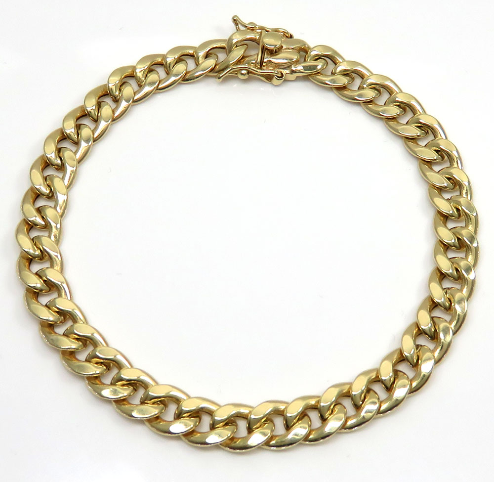 10k yellow gold medium hollow puffed miami bracelet 9 inch 8.20mm - Image 2