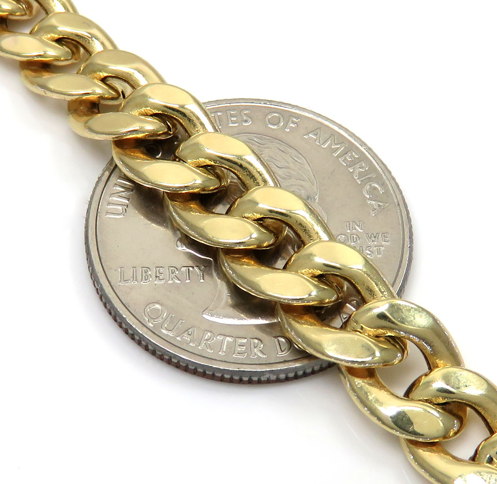 10k yellow gold medium hollow puffed miami bracelet 9 inch 8.20mm