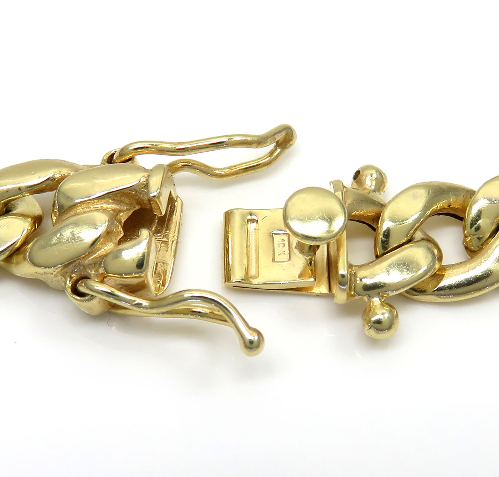 10k yellow gold medium hollow puffed miami bracelet 9 inch 8.20mm