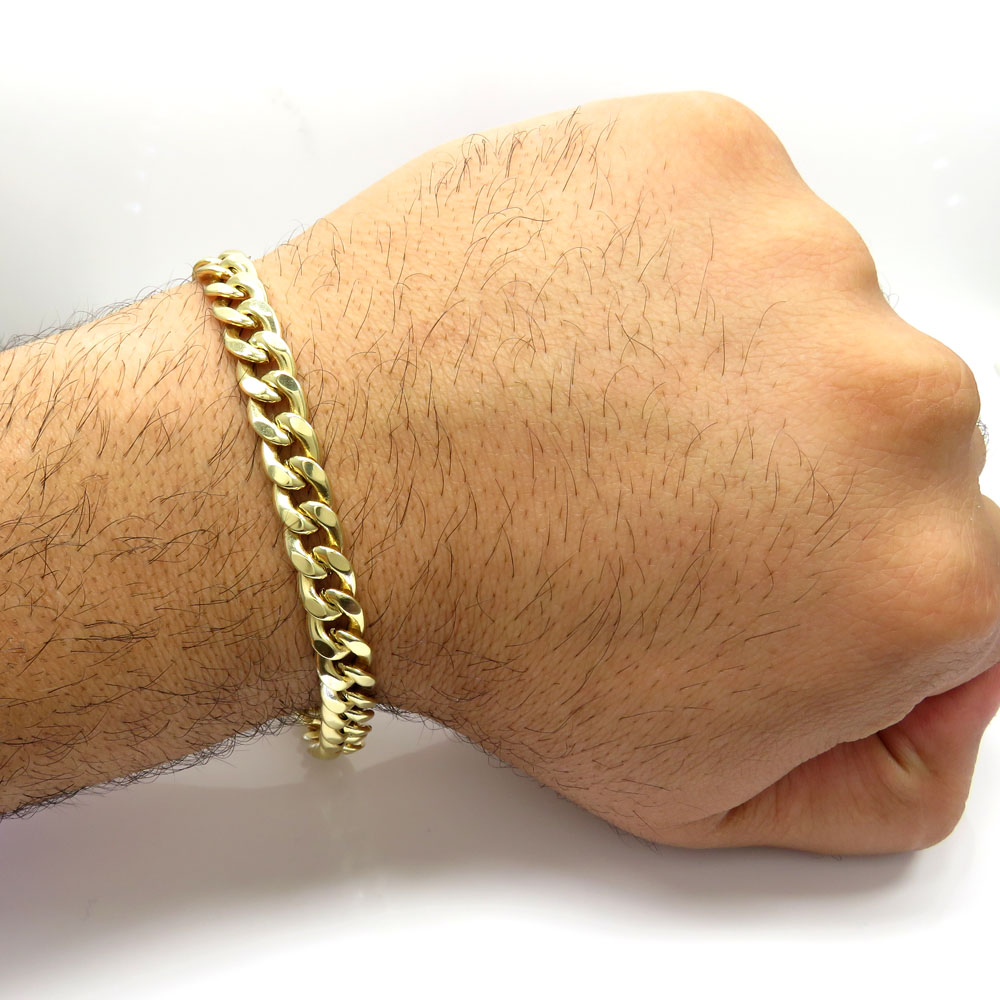 10k yellow gold medium hollow puffed miami bracelet 9 inch 8.20mm - Image 5