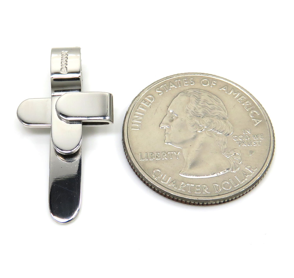 Mens baraka 18k solid white gold cross 