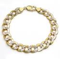10k two tone gold diamond cut cuban bracelet 9 inch 11mm