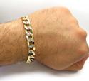 10k two tone gold diamond cut cuban bracelet 9 inch 11mm