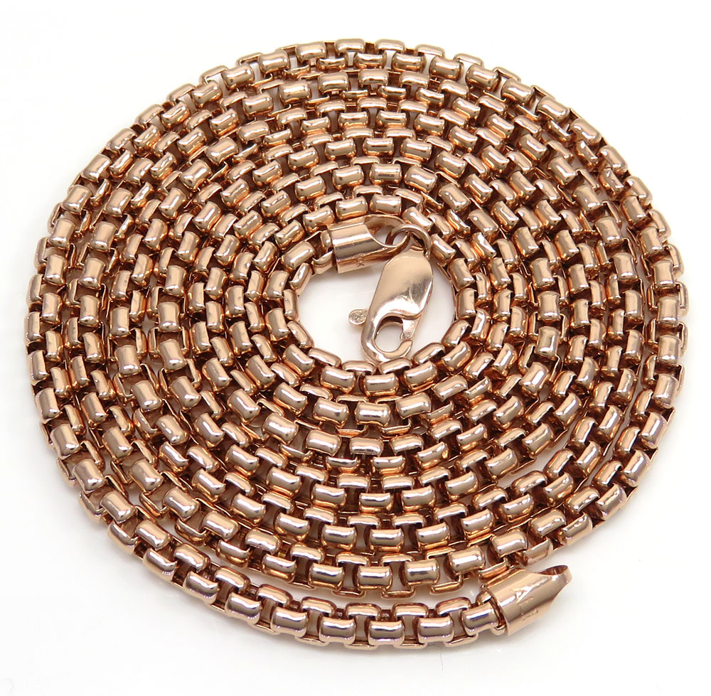 10k rose gold hollow box link chain 24-30 inch 3.5mm