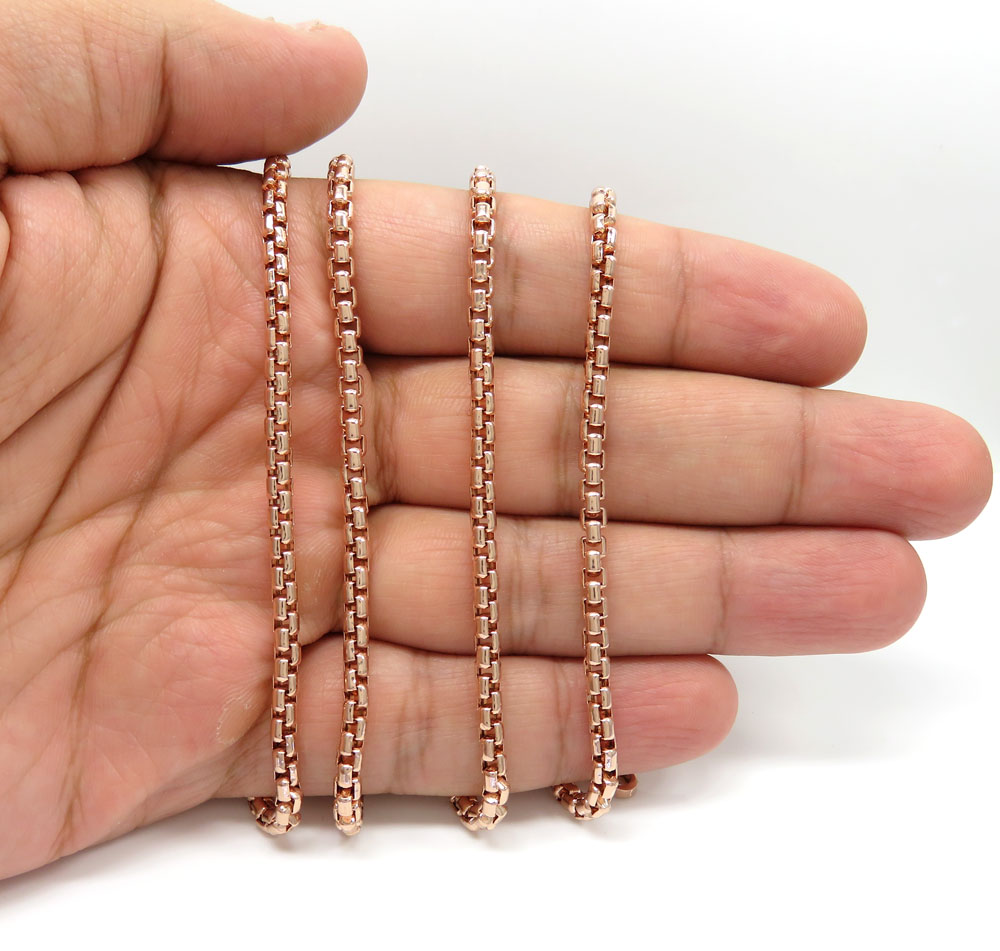 10k rose gold hollow box link chain 24-30 inch 3.5mm - Image 5