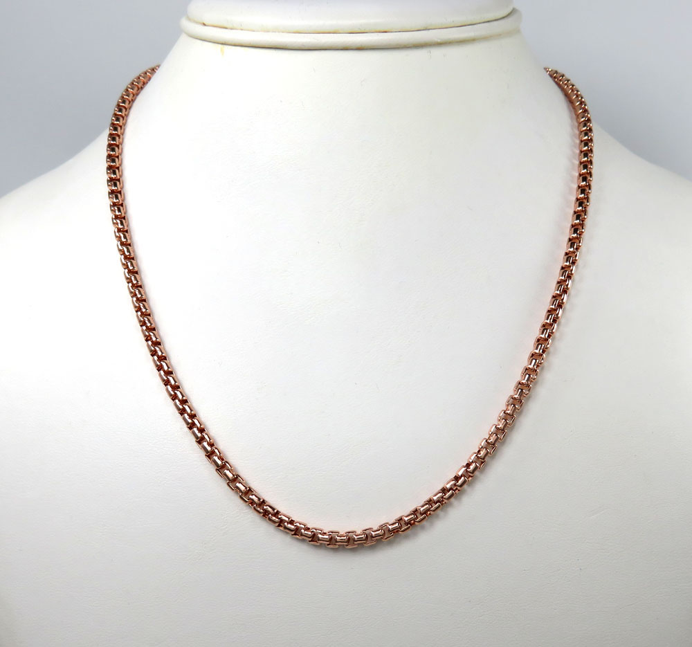 10k rose gold hollow box link chain 24-30 inch 3.5mm