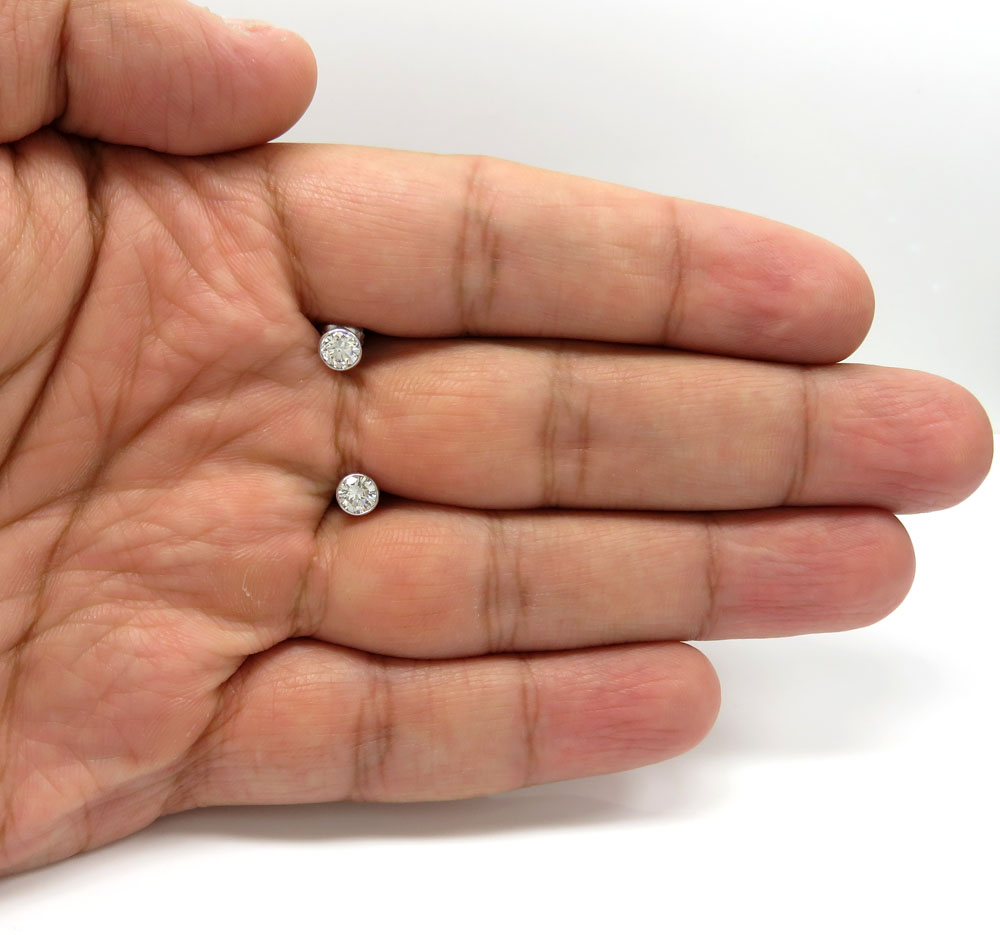 14k white gold round si1 diamond bezel studs 0.80ct - Image 4