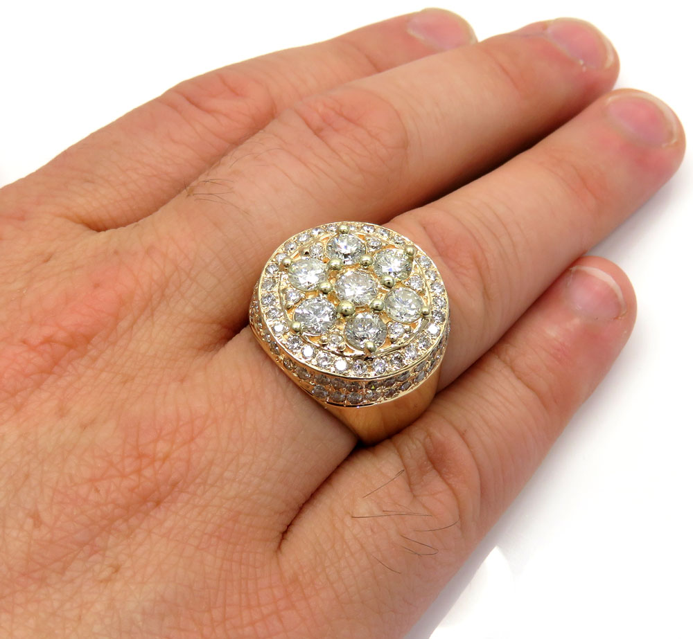 14k yellow gold cluster round diamond ring 4.50ct