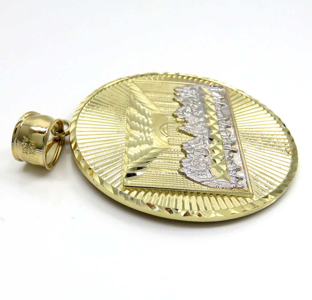 10k yellow gold two tone medium jesus apostles last supper pendant  - Image 3