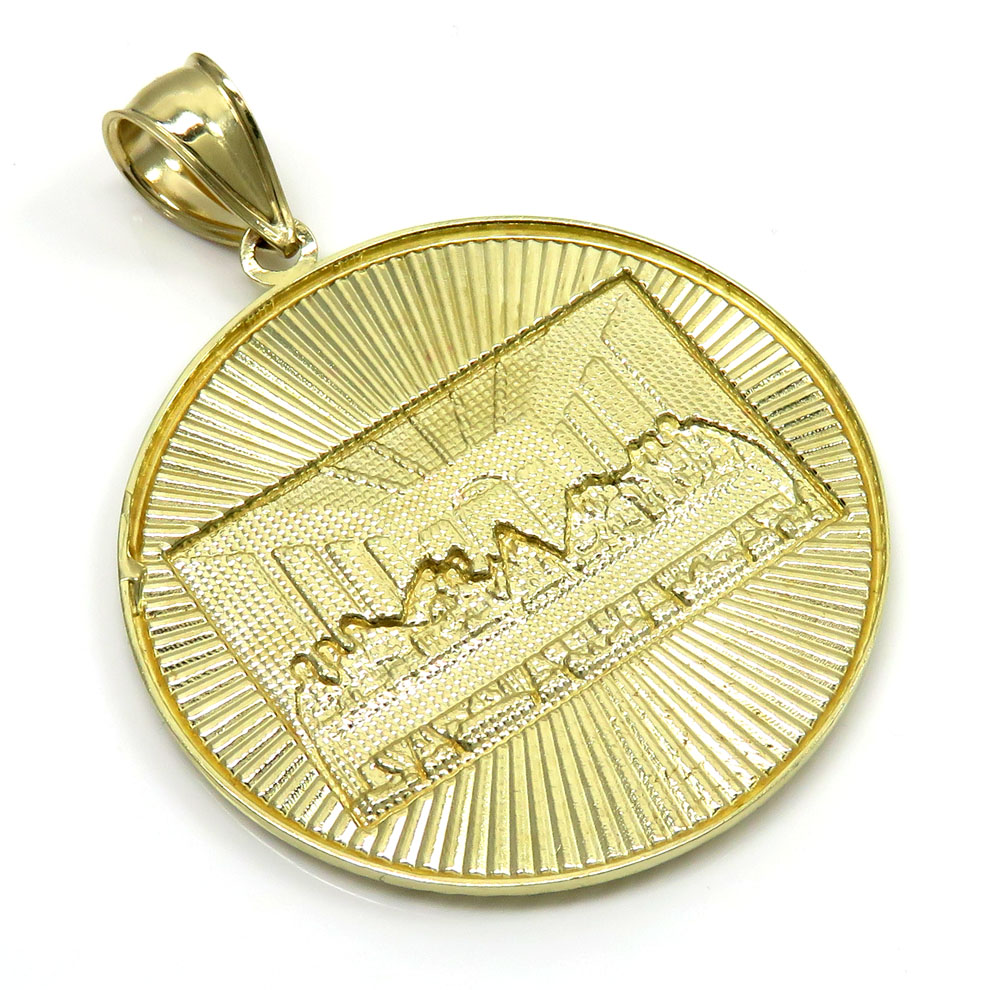 10k yellow gold two tone medium jesus apostles last supper pendant 