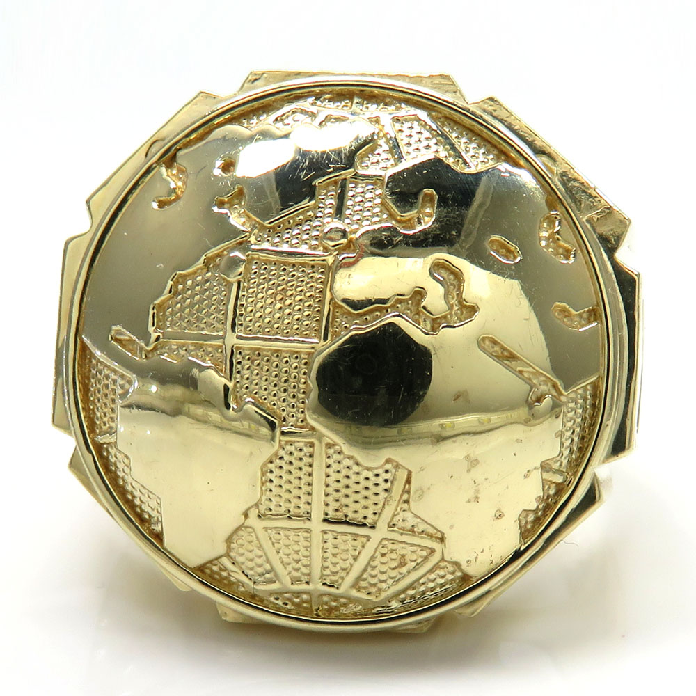 10k yellow gold arrow large world ring - Image 2