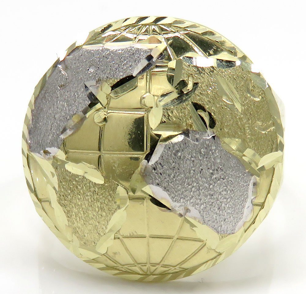 10k two tone gold world ring 