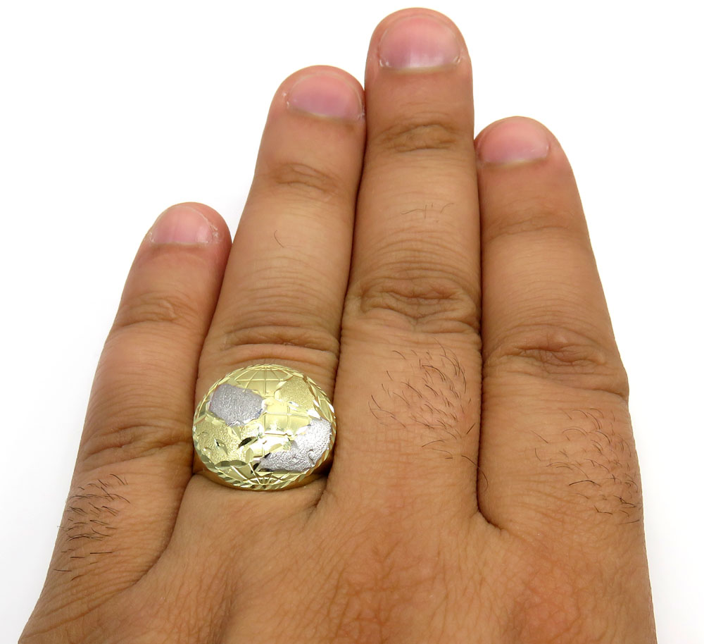 10k two tone gold world ring 