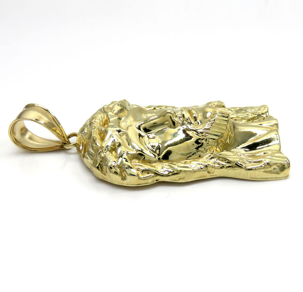 10k solid yellow gold xl classic jesus face pendant 
