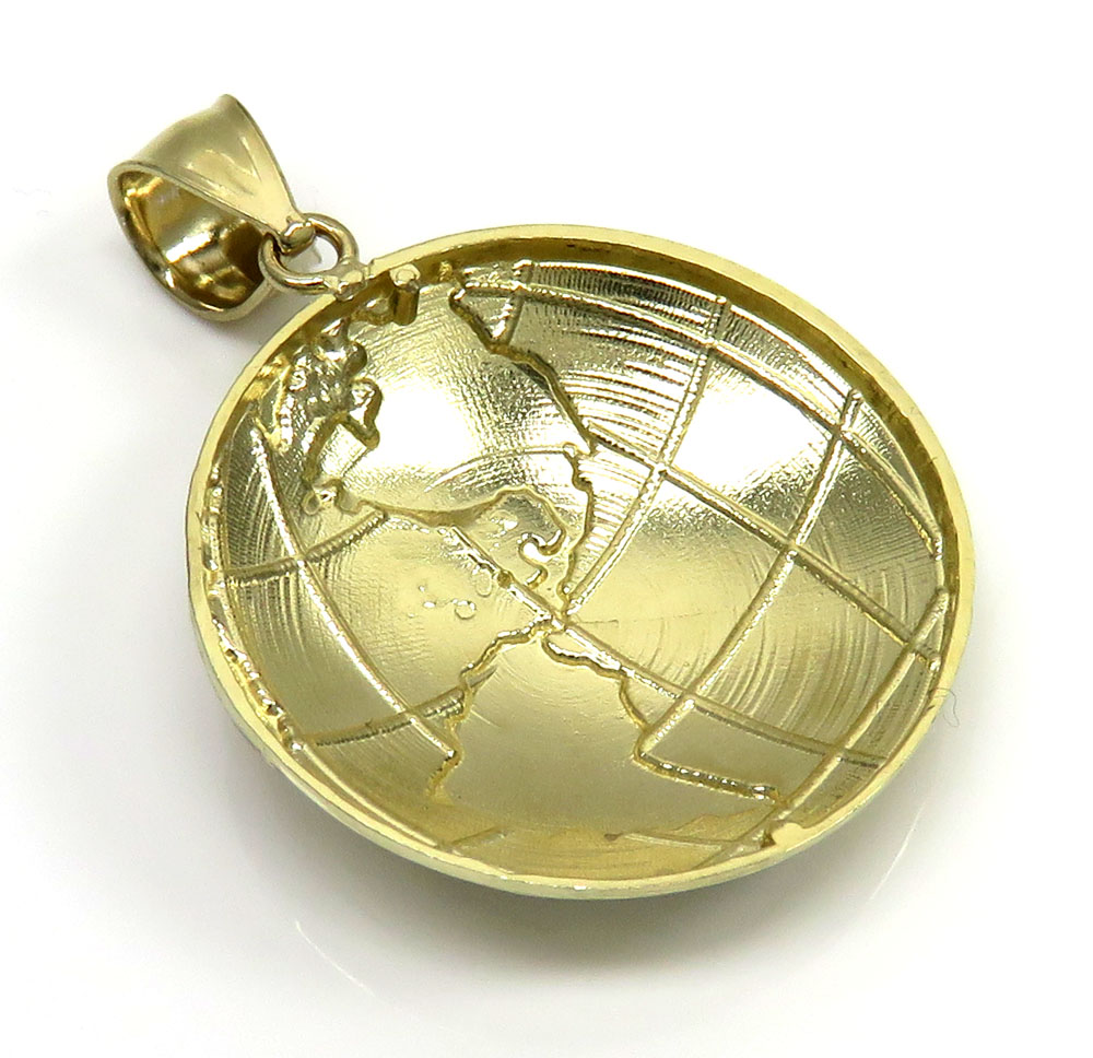 10k two tone gold small world pendant 
