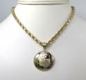 10k two tone gold small world pendant 