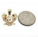 10k tri color gold small diamond cut albanian eagle pendant