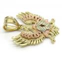 10k tri color gold small diamond cut albanian eagle pendant