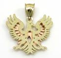 10k tri color gold small diamond cut albanian eagle pendant